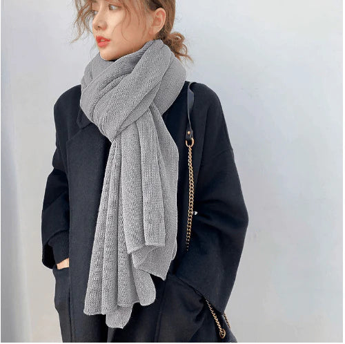 Pure Color Knitted Wool Scarf Women Autumn And Winter - melvincucci