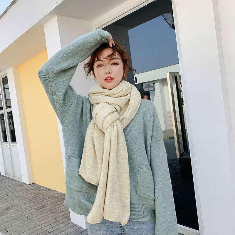 Pure Color Knitted Wool Scarf Women Autumn And Winter - melvincucci