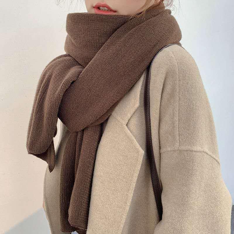 Pure Color Knitted Wool Scarf Women Autumn And Winter - melvincucci