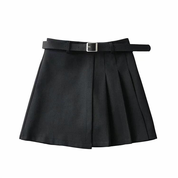 Pure Color Pleated Skirt Short Skirt Women Casual Simple Skirt - melvincucci