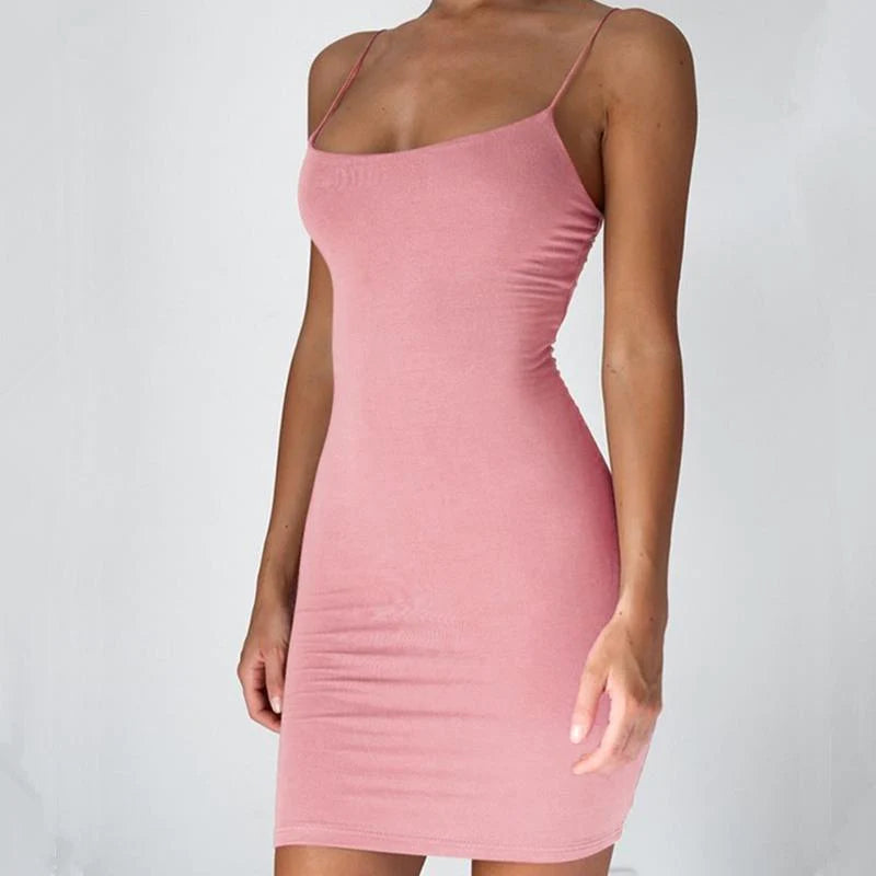 Pure Color Simple Hanging Neck Tight-fitting Hip Skirt - melvincucci