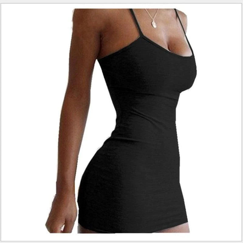Pure Color Simple Hanging Neck Tight-fitting Hip Skirt - melvincucci