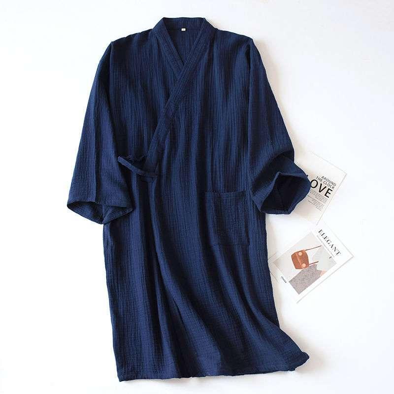 Pure Cotton Gauze Crepe Japanese Kimono Bathrobe - melvincucci
