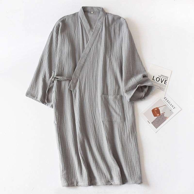 Pure Cotton Gauze Crepe Japanese Kimono Bathrobe - melvincucci