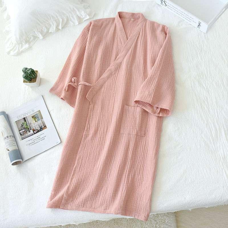 Pure Cotton Gauze Crepe Japanese Kimono Bathrobe - melvincucci