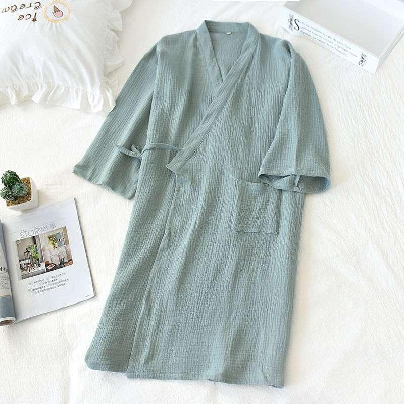 Pure Cotton Gauze Crepe Japanese Kimono Bathrobe - melvincucci