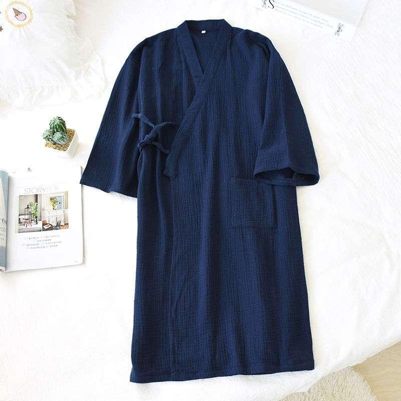 Pure Cotton Gauze Crepe Japanese Kimono Bathrobe - melvincucci