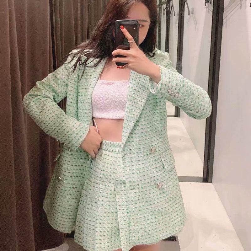 Quality Women's Plaid Texture Blazer - melvincucci