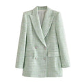Quality Women's Plaid Texture Blazer - melvincucci