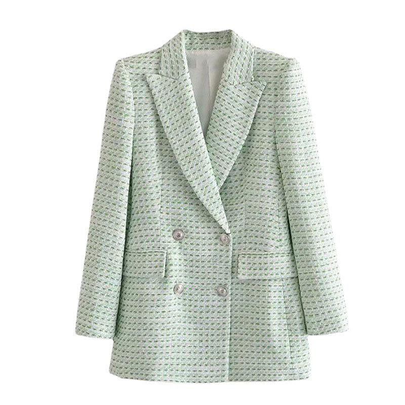 Quality Women's Plaid Texture Blazer - melvincucci