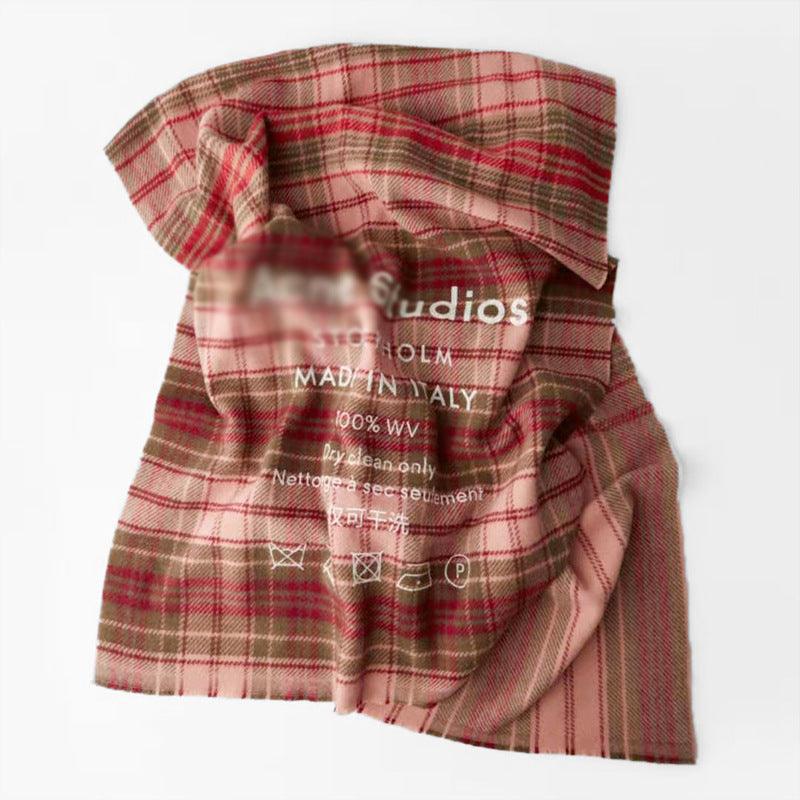 Rainbow Plaid Wool Scarf Letter Color Matching Men And Women Couple Thick Shawl - melvincucci
