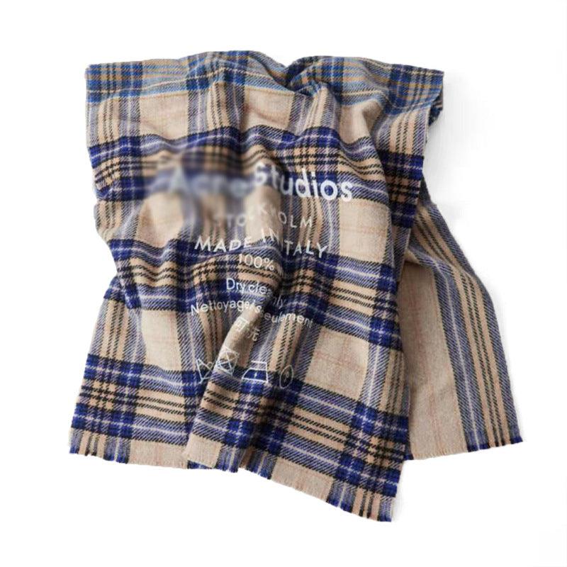 Rainbow Plaid Wool Scarf Letter Color Matching Men And Women Couple Thick Shawl - melvincucci