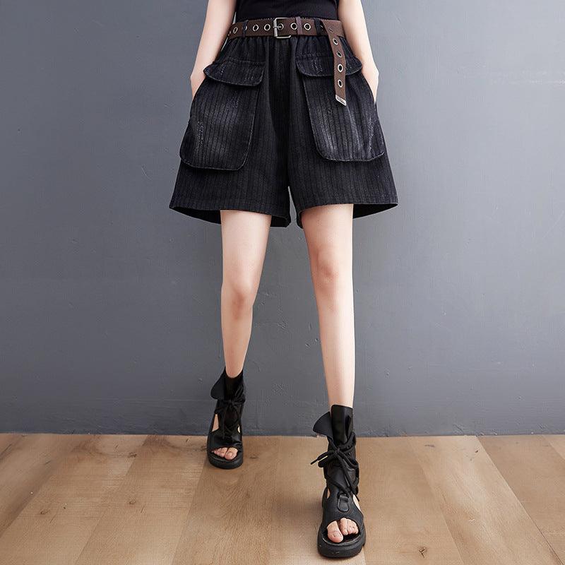 Real Shot Denim Print Shorts Women Without Belt - melvincucci