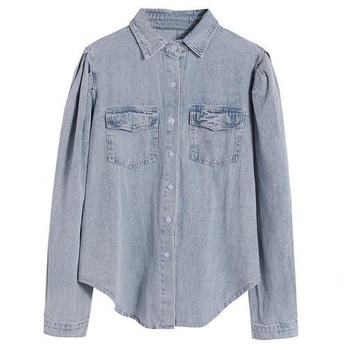 Real Shot Denim Shirt Women Autumn Long Sleeve - melvincucci