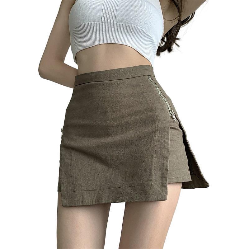 Real Shot Design Sense Zipper Denim Skirt Women - melvincucci
