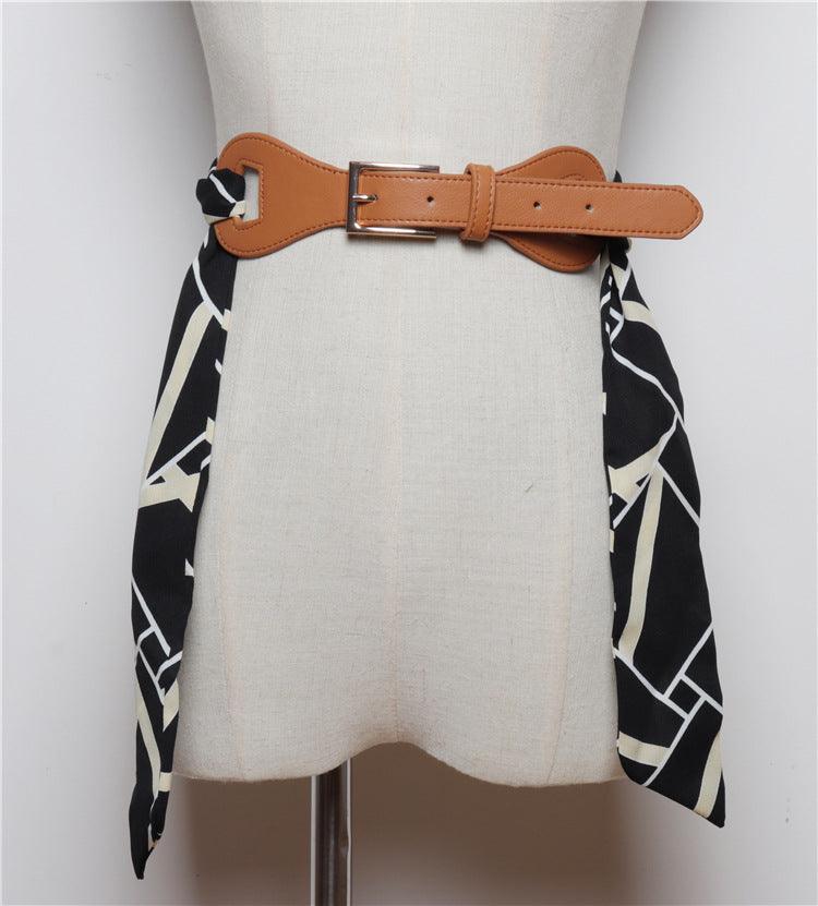 Removable Silk Scarf Stitching Belt Decoration Dress Skirt Belt Women - melvincucci