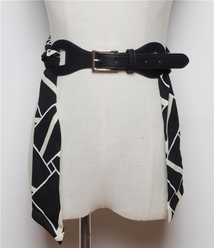 Removable Silk Scarf Stitching Belt Decoration Dress Skirt Belt Women - melvincucci