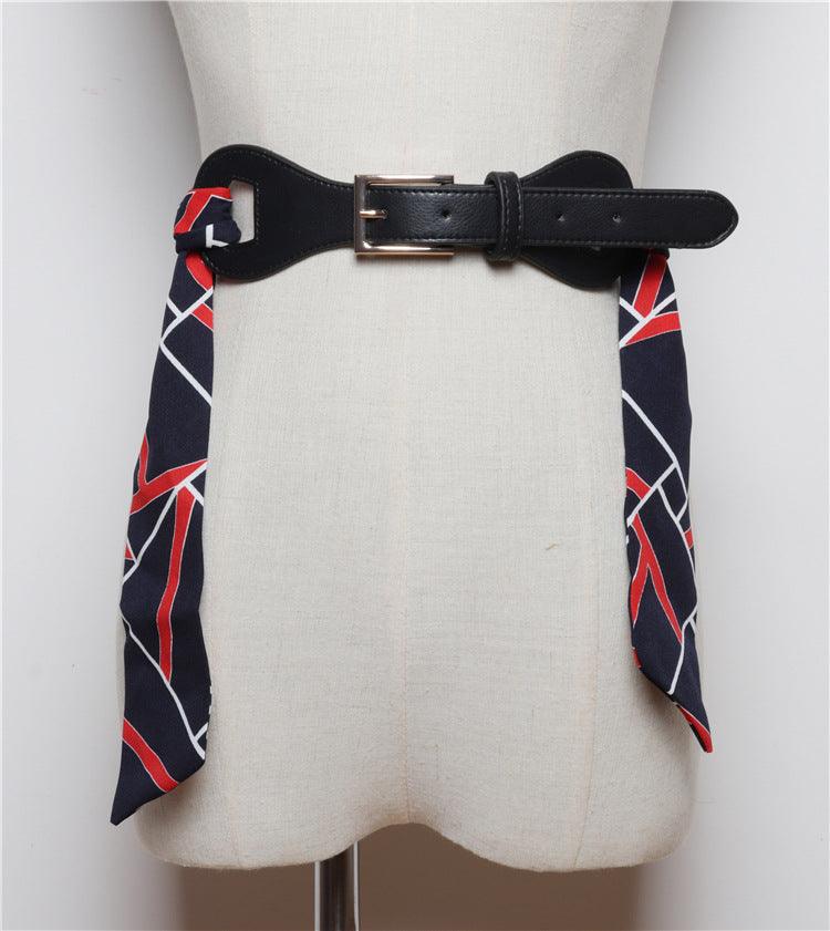 Removable Silk Scarf Stitching Belt Decoration Dress Skirt Belt Women - melvincucci