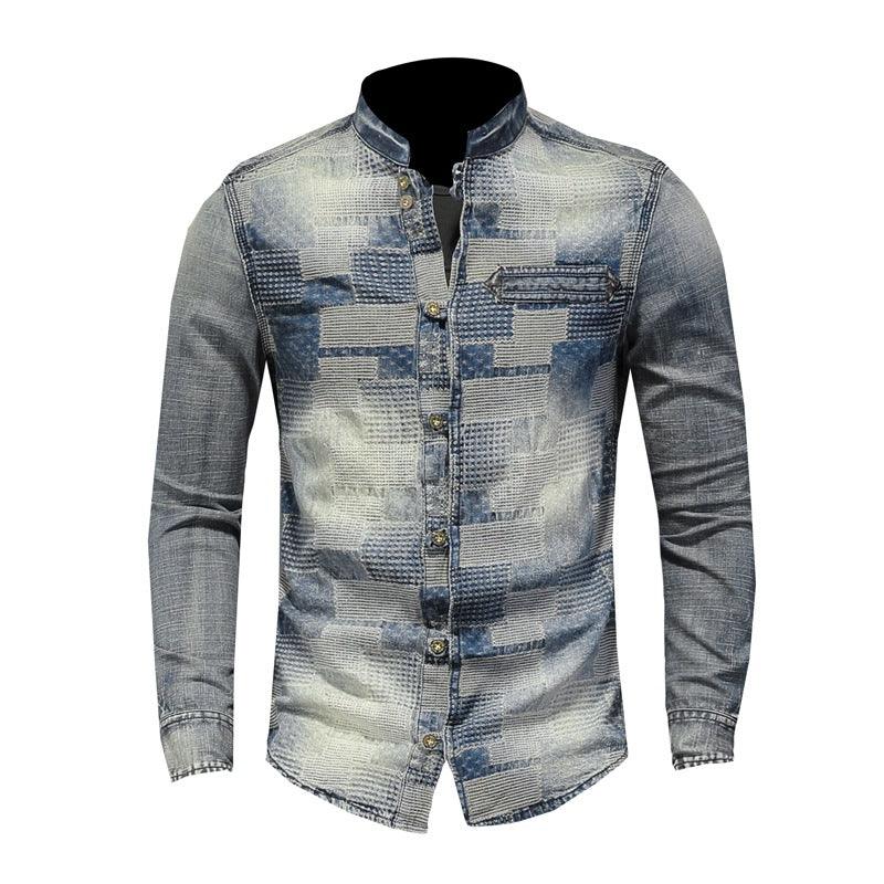 Retro Color Personality Patch Denim Shirt Punk Shirt Men - melvincucci