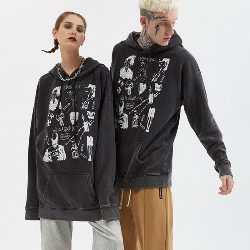 Retro distressed men's wash pullover sweater - melvincucci