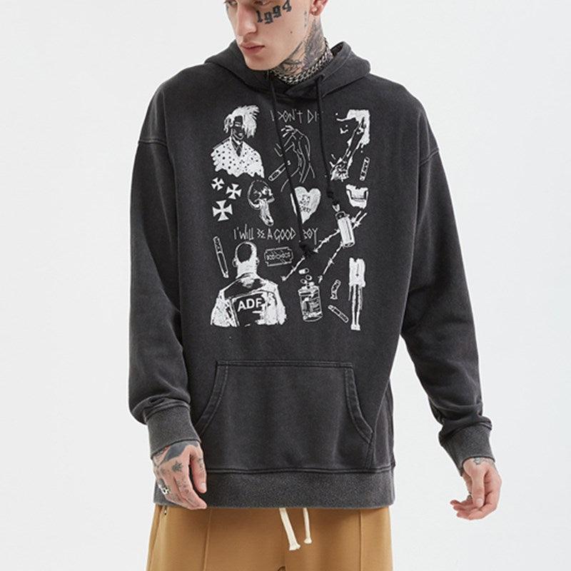 Retro distressed men's wash pullover sweater - melvincucci