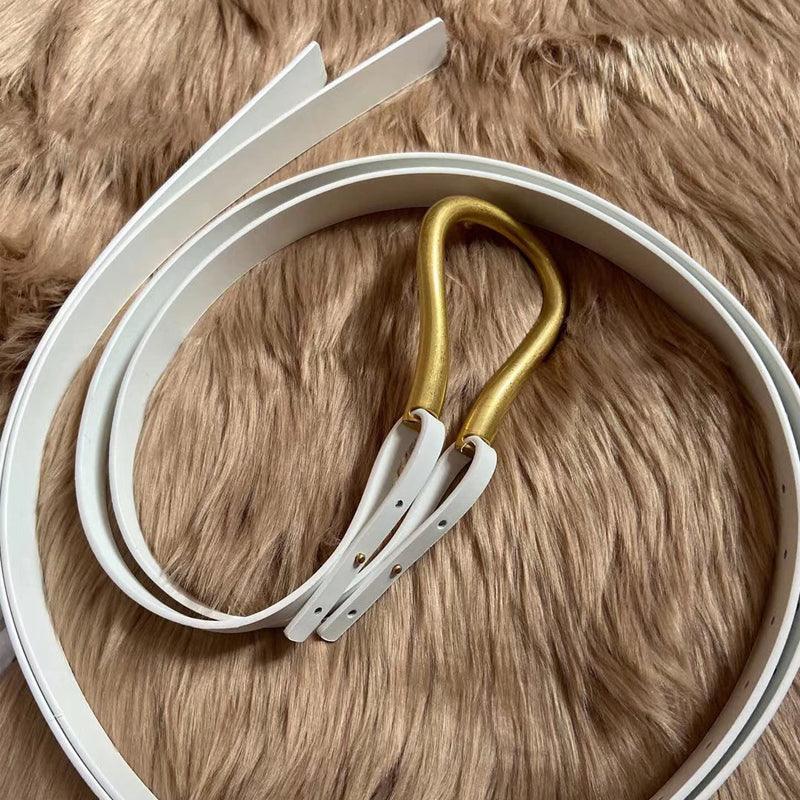 Retro gold copper buckle temperament belt belt women - melvincucci