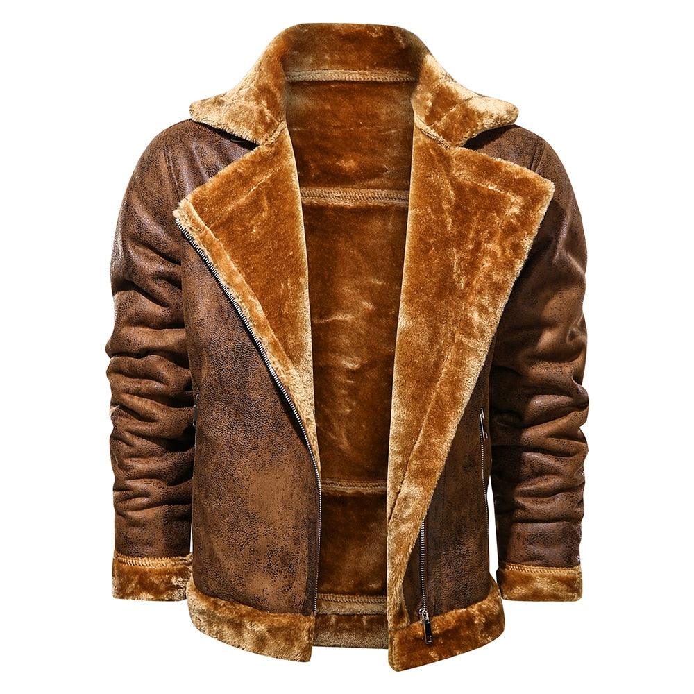 Retro Men Winter Suede Leather Jacket - melvincucci