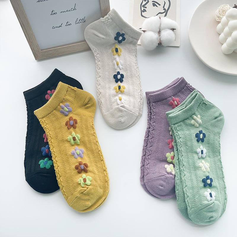 Retro Socks Shallow Mouth Flower Socks Women - melvincucci