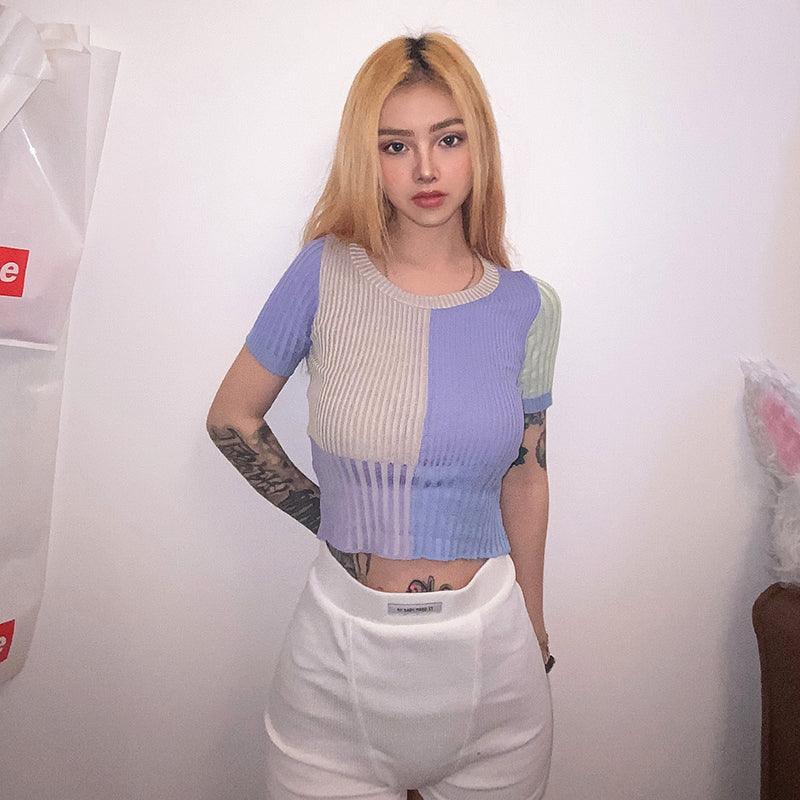 Retro-style colorblock high-waist t-shirt - melvincucci