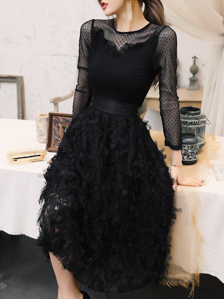 Retro Tea Break French Hollow Sexy Dress - melvincucci