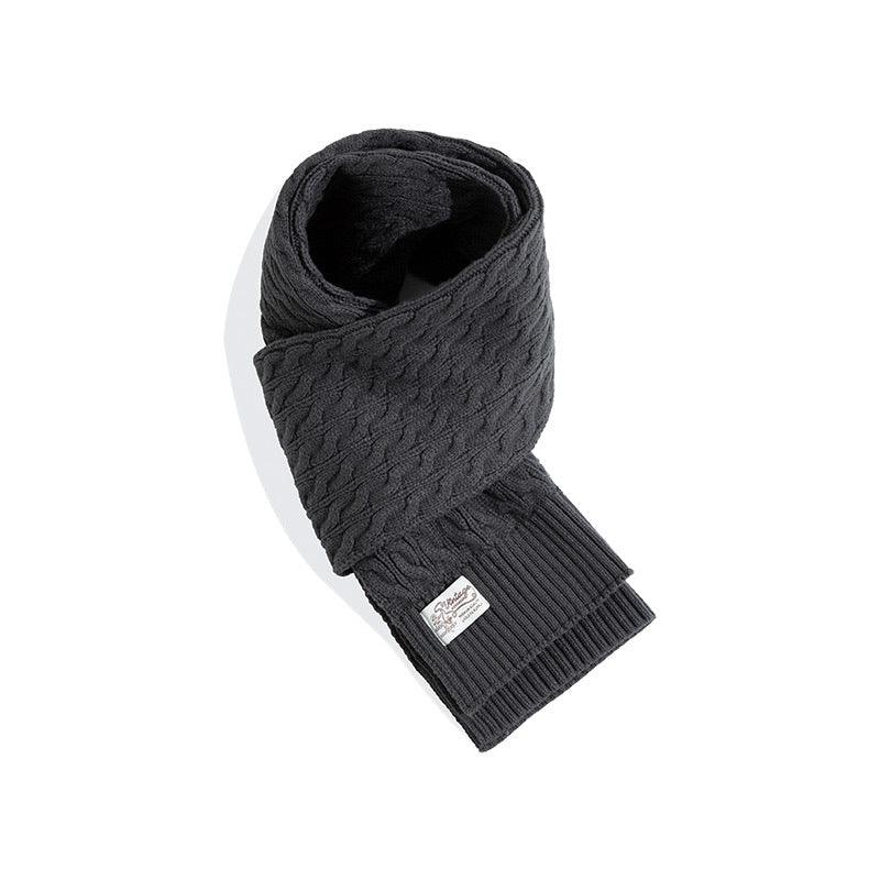 Retro Twist Knitted Wool Scarf With Wool Solid Color Warm Scarf Men Trendy - melvincucci