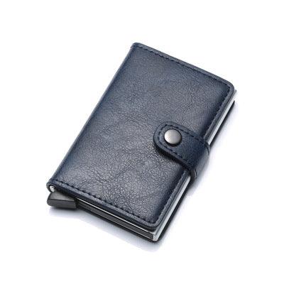 RFID Anti-theft Men Vintage Wallet Aluminum Metal Purse Leather Cover - melvincucci