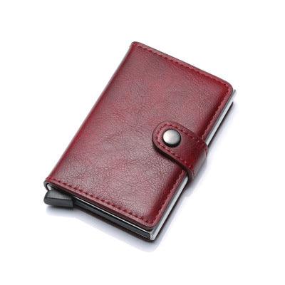 RFID Anti-theft Men Vintage Wallet Aluminum Metal Purse Leather Cover - melvincucci