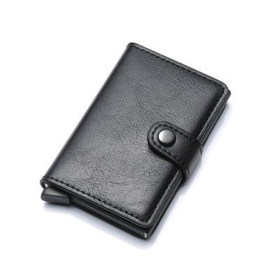 RFID Anti-theft Men Vintage Wallet Aluminum Metal Purse Leather Cover - melvincucci
