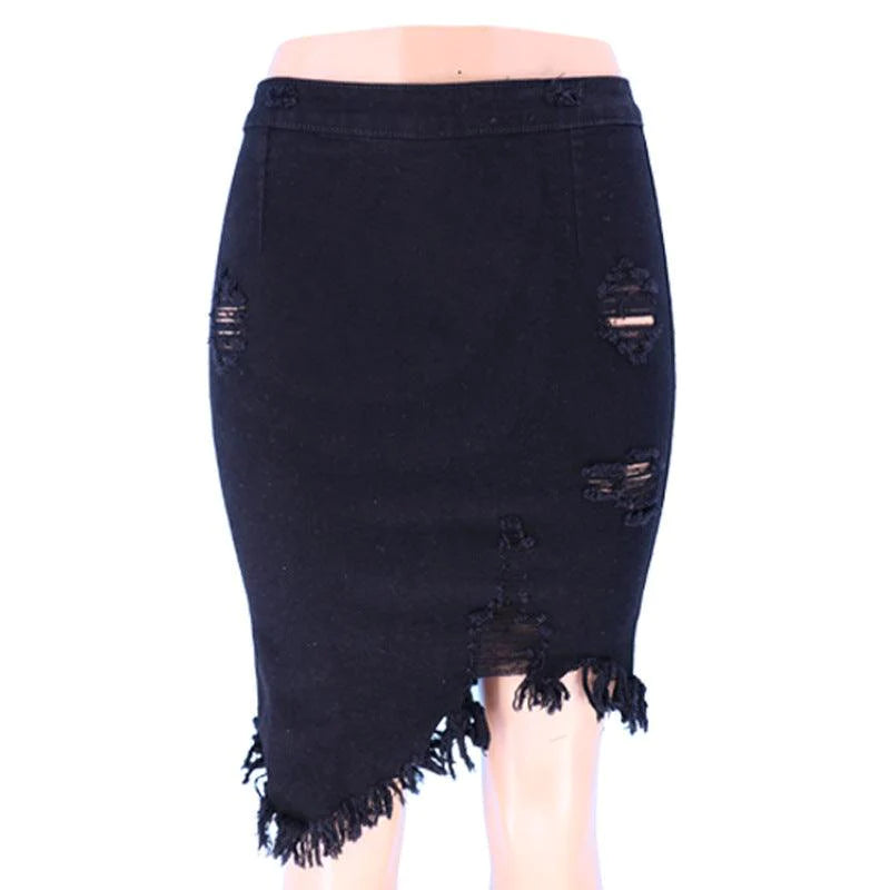 Ripped Bag Hip Skirt Women Denim - melvincucci