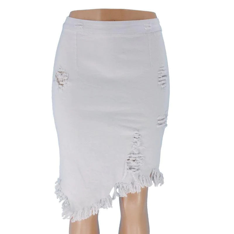 Ripped Bag Hip Skirt Women Denim - melvincucci