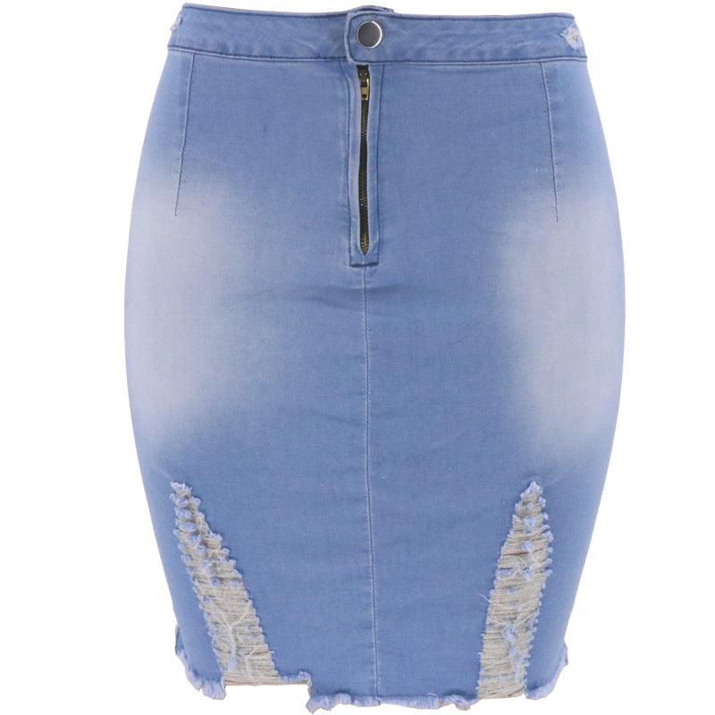 Ripped Bag Hip Skirt Women Denim - melvincucci