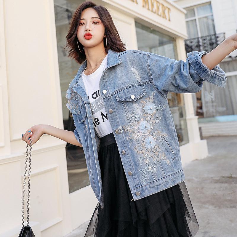 Ripped Denim Short Jacket Women Loose Jacket - melvincucci
