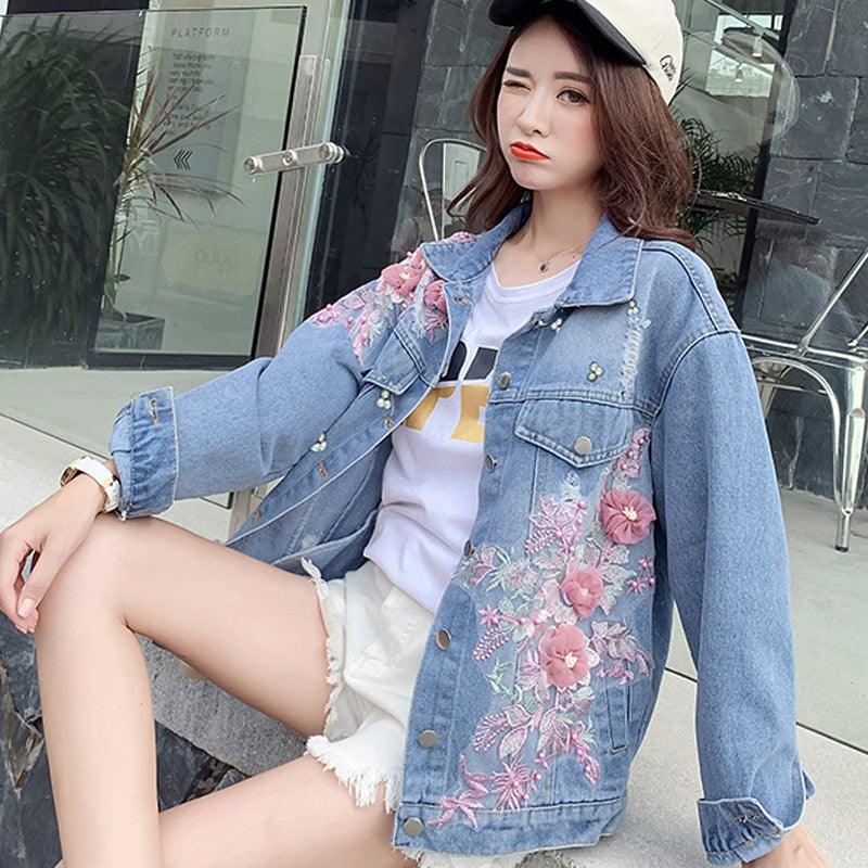 Ripped Denim Short Jacket Women Loose Jacket - melvincucci