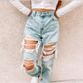 Ripped Fashionable Casual Denim Pants Women - melvincucci