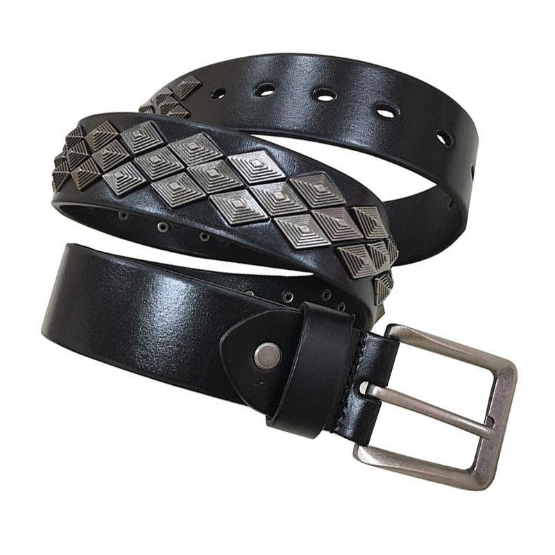 Rivet Alloy Leather Belt For Men And Women - melvincucci