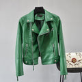 Rivet Suit Collar Waist Short Leather Jacket Women - melvincucci