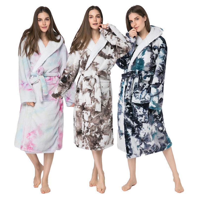Robe Ladies Pajamas Couples Home Tie-Dye Bathrobes - melvincucci