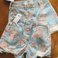 Rose Flower Print High Waist Wide Leg Denim Shorts Women - melvincucci