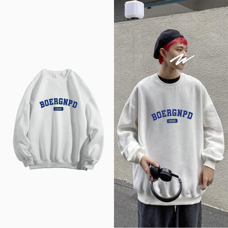 Round Neck Print Plus Velvet Men's Sweater - melvincucci