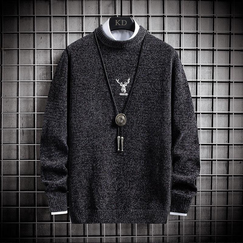 Round neck pullover jacquard sweater men's bottoming shirt - melvincucci