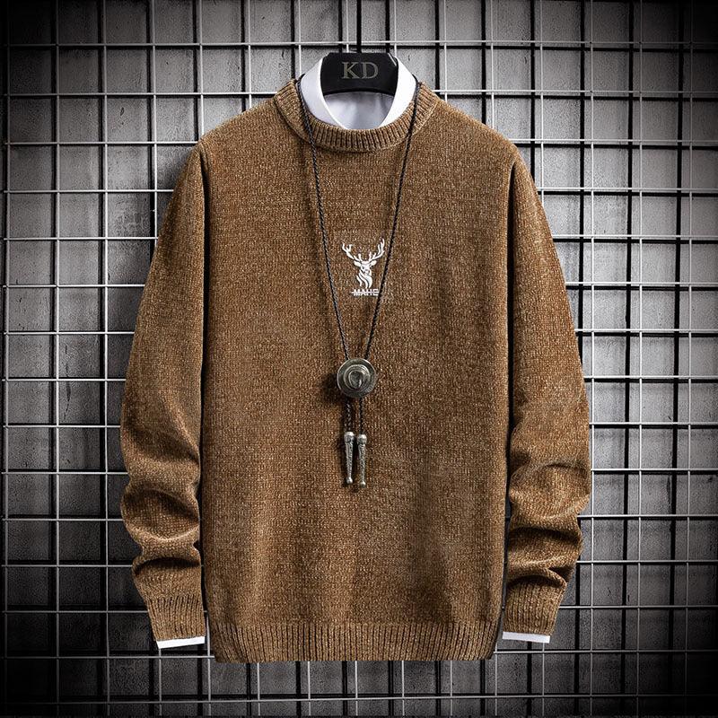 Round neck pullover jacquard sweater men's bottoming shirt - melvincucci