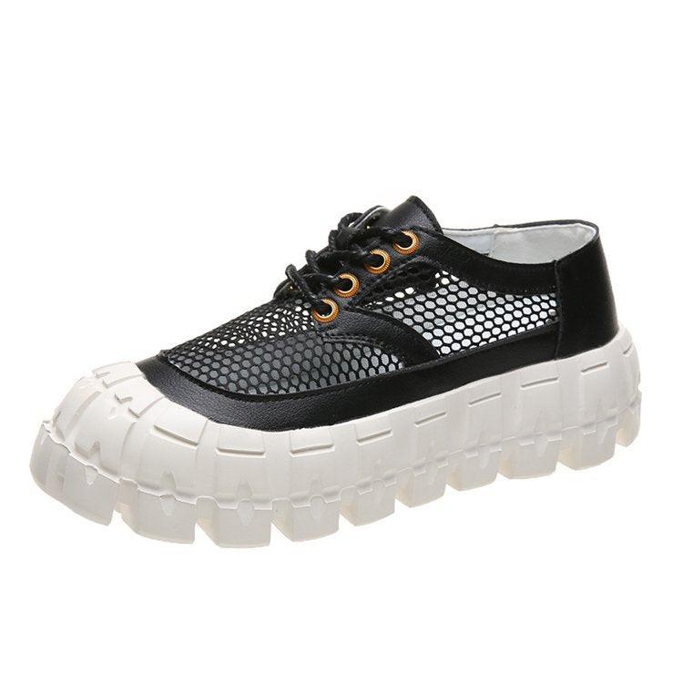 Round-toe Platform Sole Mid-heel Deep-mouth Single Shoe Lace-up Solid Color Women's Shoes - melvincucci