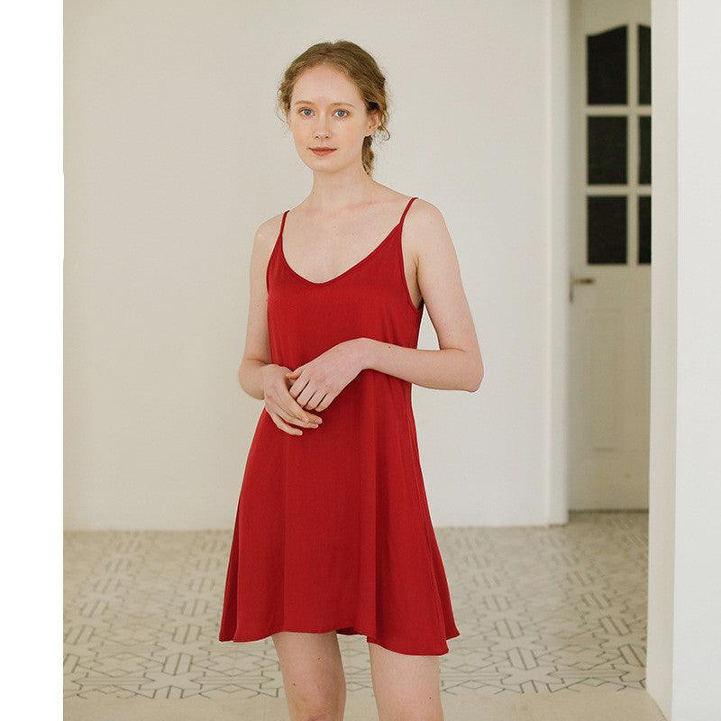 Satin cross straps home nightdress - melvincucci