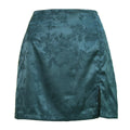 Satin high waist zipper slit skirt women - melvincucci